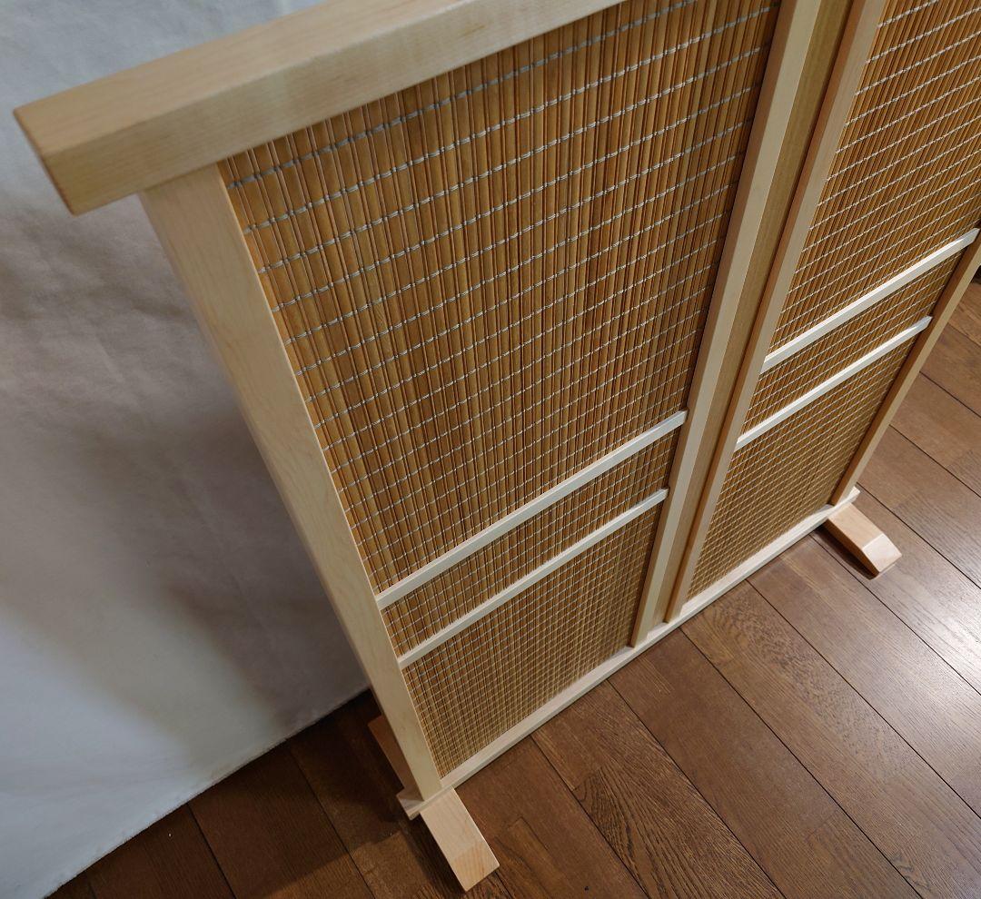 衝立　間仕切り　１枚式簾調パーテーション　フレーム木地仕上げ　アクセント衝立　②