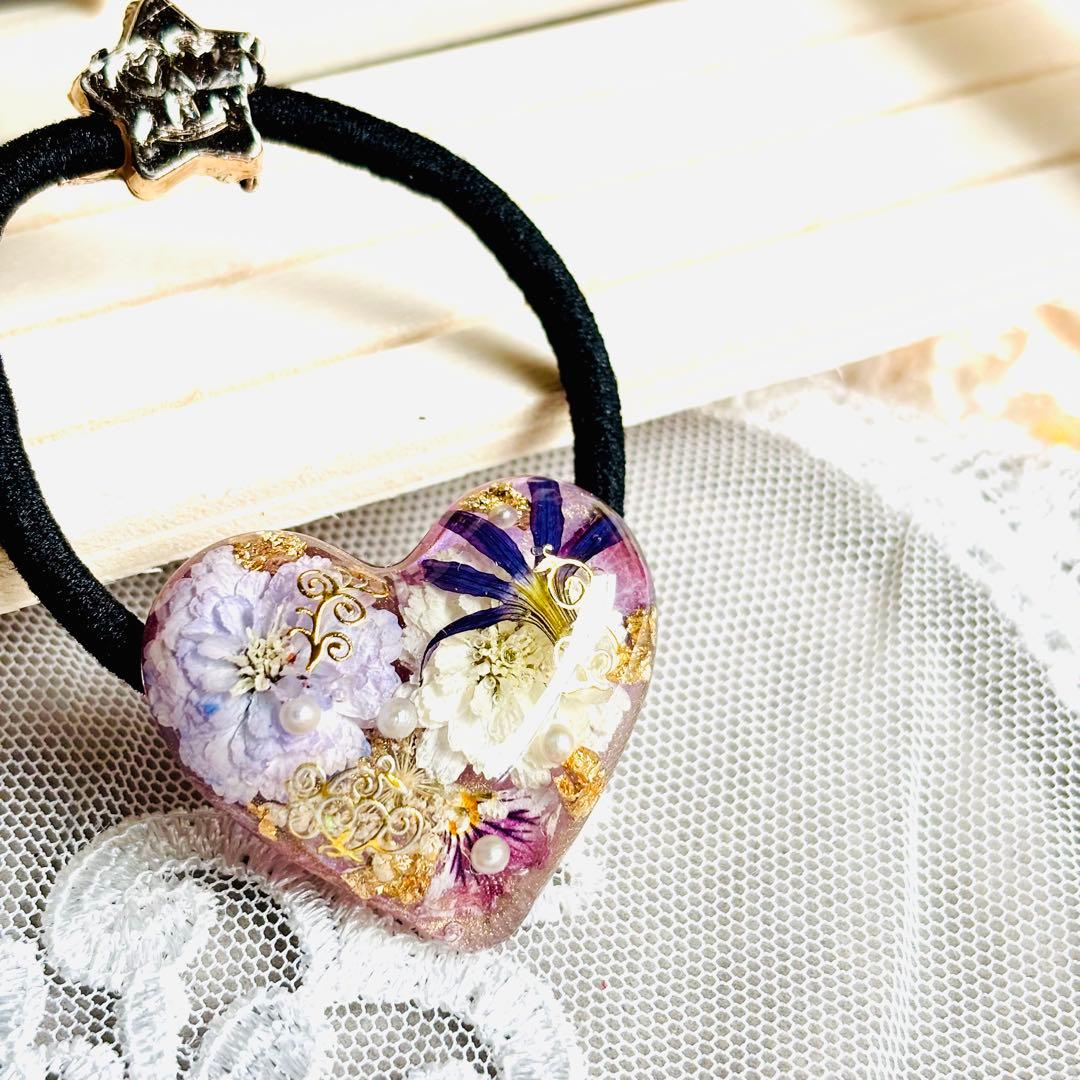 No.3058★ハンドメイド★ドライフラワー♡フラワーレジンヘアゴム