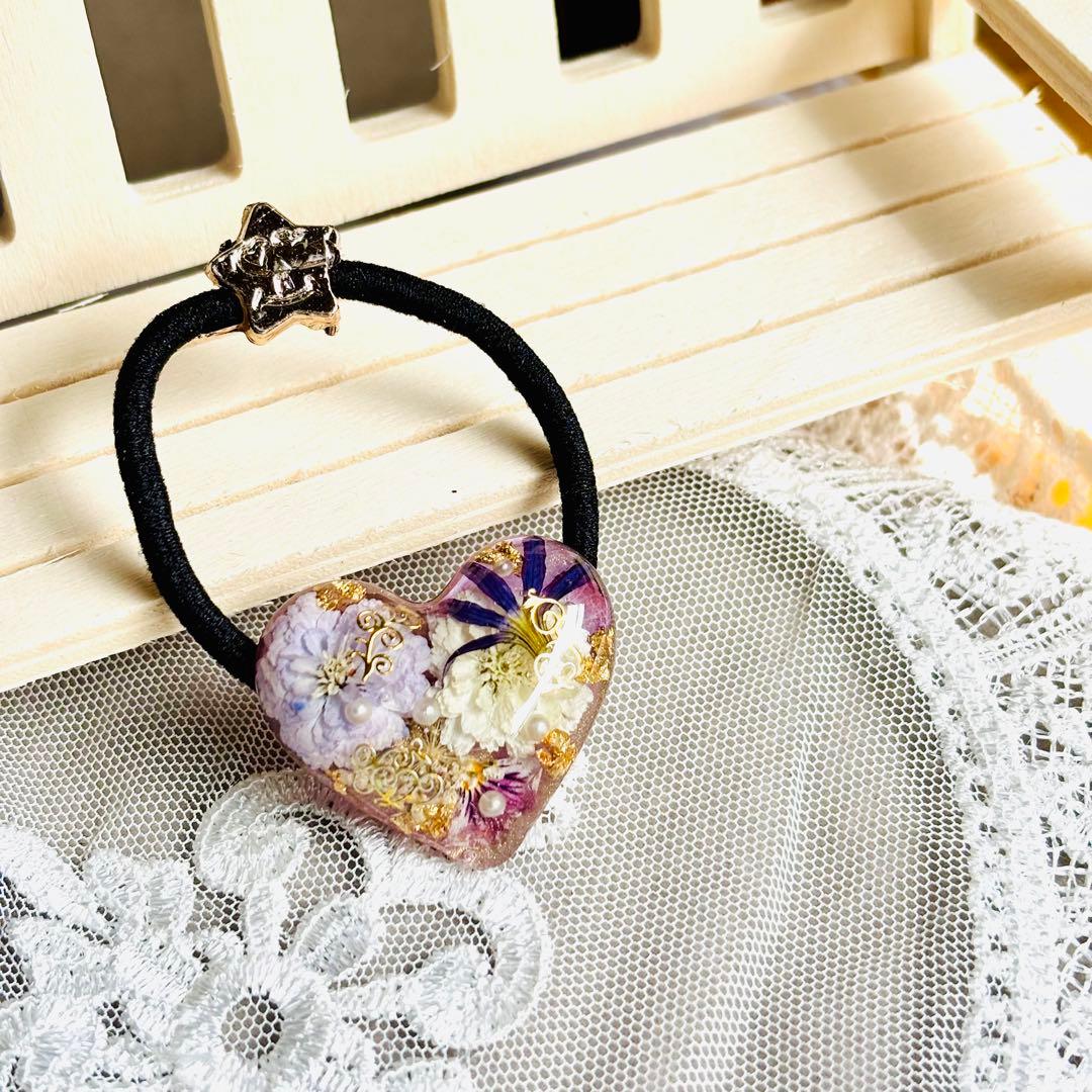 No.3058★ハンドメイド★ドライフラワー♡フラワーレジンヘアゴム