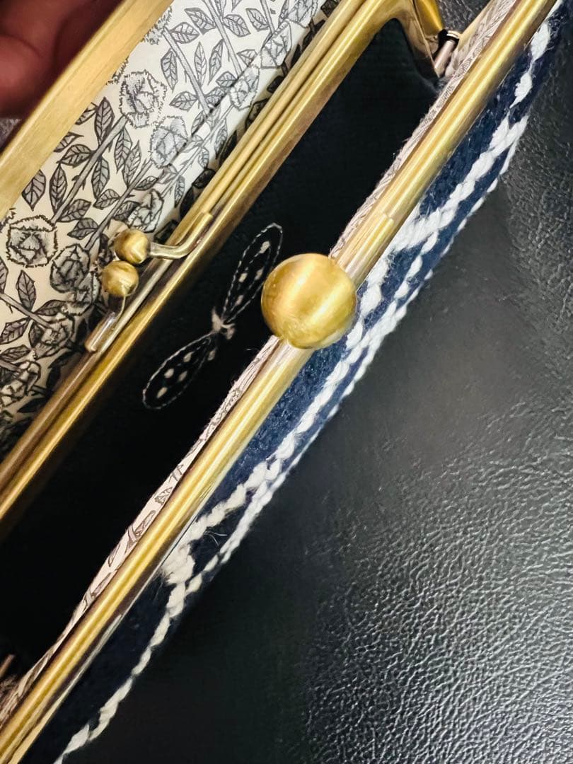 ミナペルホネン　ハンドメイド　がま口長財布