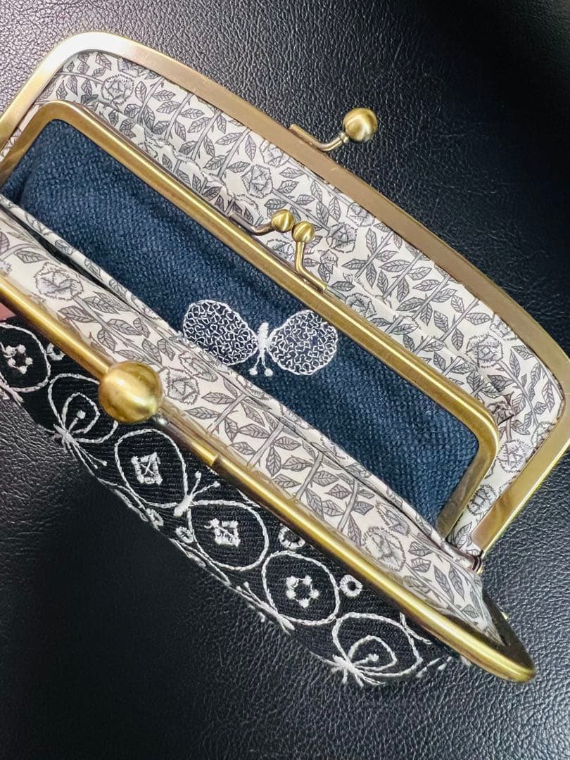 ミナペルホネン　ハンドメイド　がま口長財布