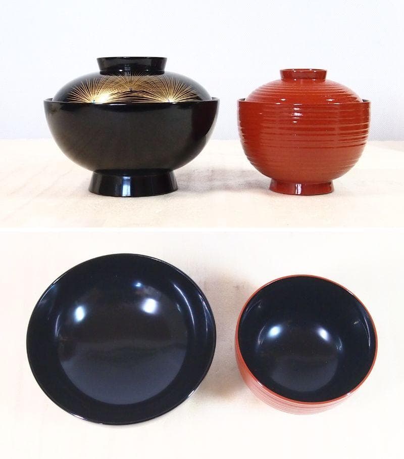 【良品】木製漆器 松沈金/梅蒔絵 雑煮椀 5客 煮物椀/大椀/お椀 漆器/食器