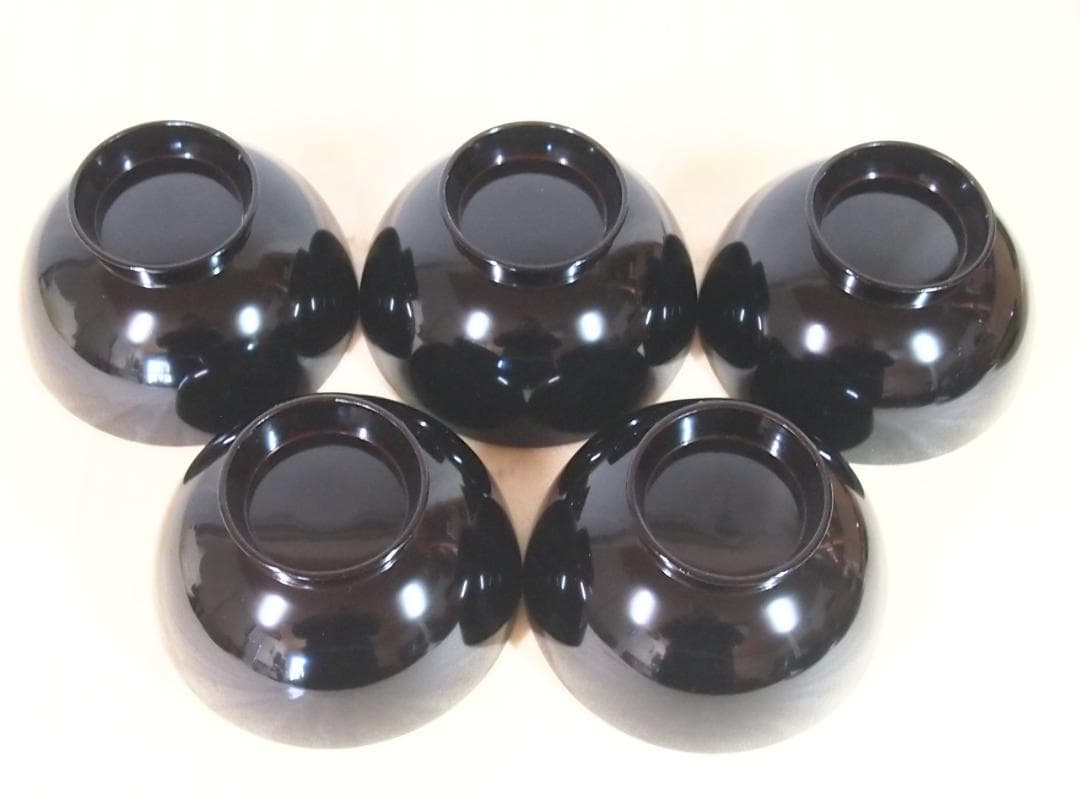 【良品】木製漆器 松沈金/梅蒔絵 雑煮椀 5客 煮物椀/大椀/お椀 漆器/食器