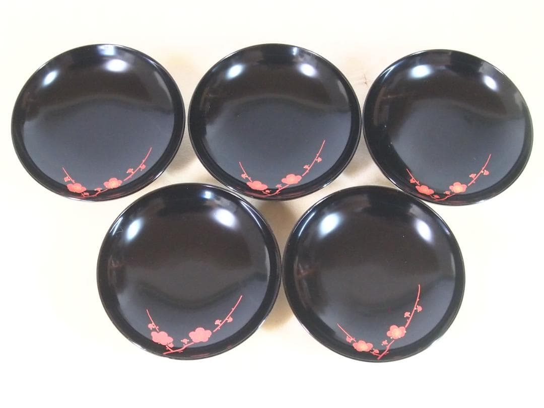 【良品】木製漆器 松沈金/梅蒔絵 雑煮椀 5客 煮物椀/大椀/お椀 漆器/食器