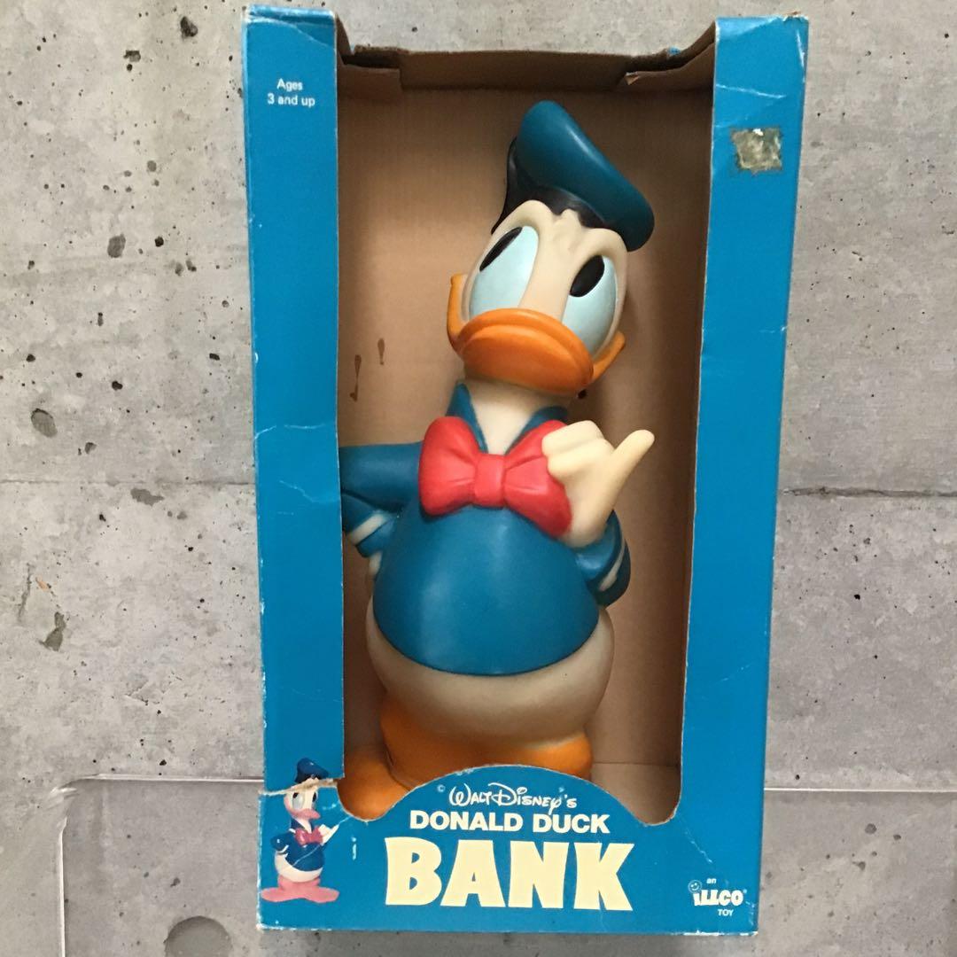 ドナルドダック ビンテージ ソフビ貯金箱 箱付き 未使用品