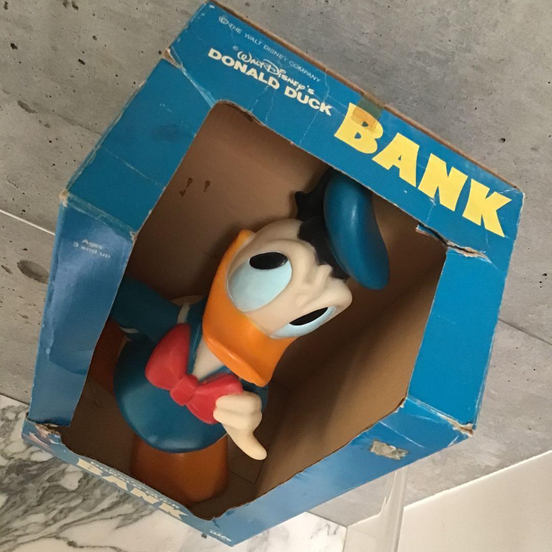 ドナルドダック ビンテージ ソフビ貯金箱 箱付き 未使用品