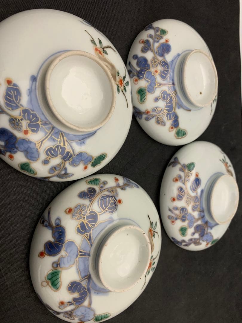 伊万里　色絵金彩　蓋付碗　8客　飯茶碗　時代　器