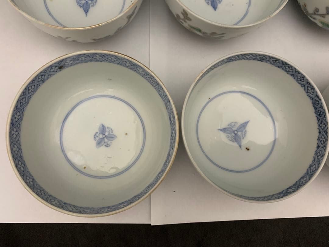 伊万里　色絵金彩　蓋付碗　8客　飯茶碗　時代　器