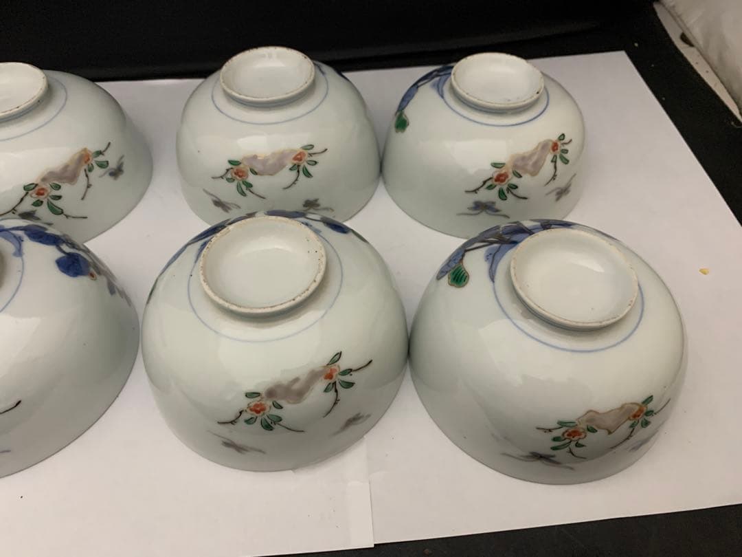 伊万里　色絵金彩　蓋付碗　8客　飯茶碗　時代　器