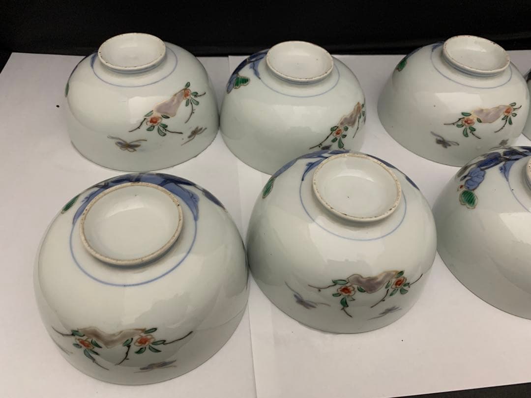 伊万里　色絵金彩　蓋付碗　8客　飯茶碗　時代　器