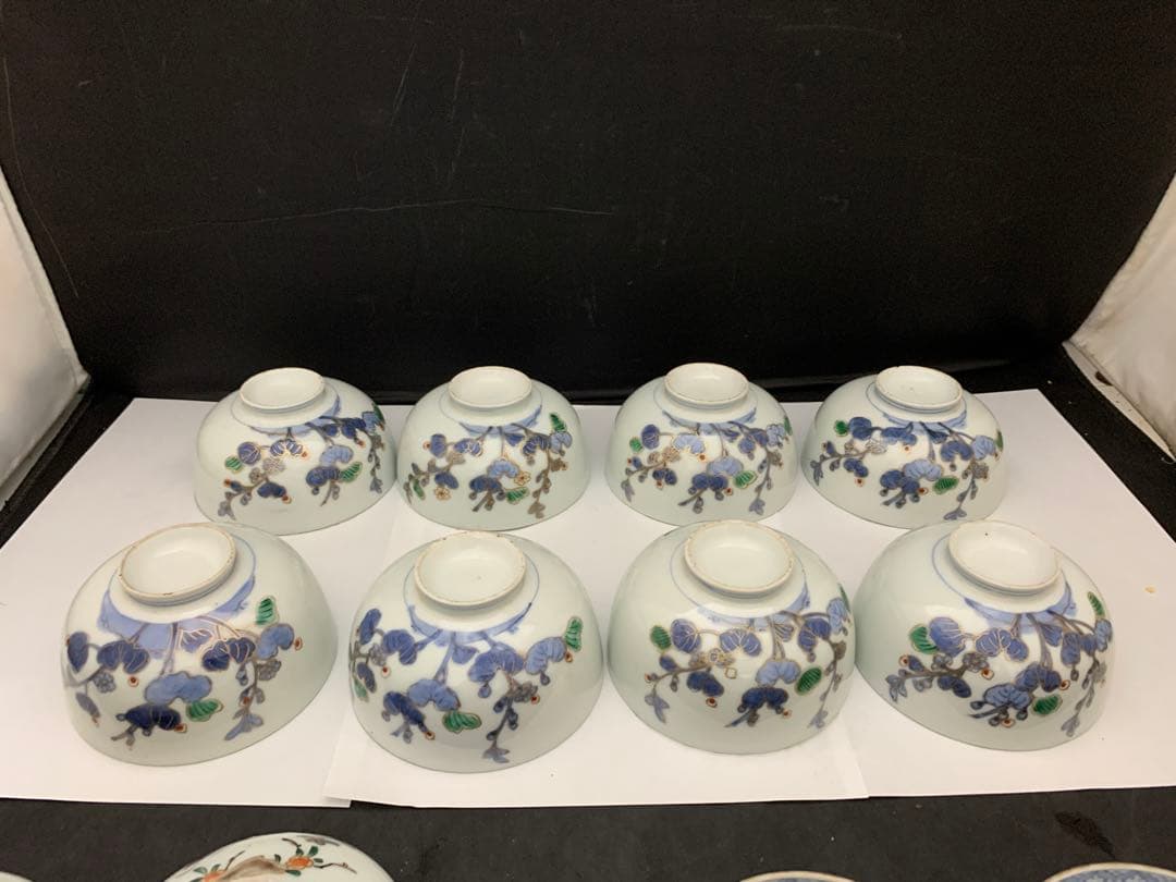 伊万里　色絵金彩　蓋付碗　8客　飯茶碗　時代　器