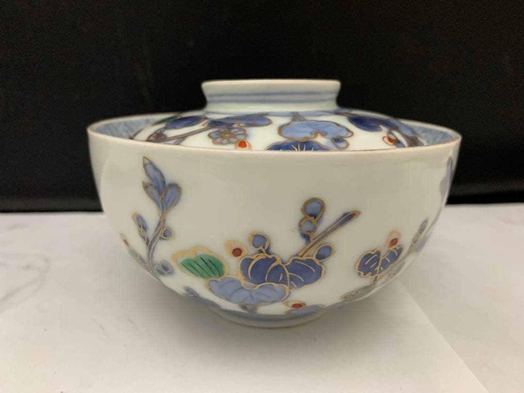 伊万里　色絵金彩　蓋付碗　8客　飯茶碗　時代　器