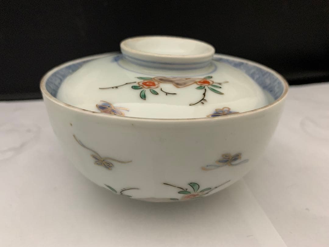 伊万里　色絵金彩　蓋付碗　8客　飯茶碗　時代　器