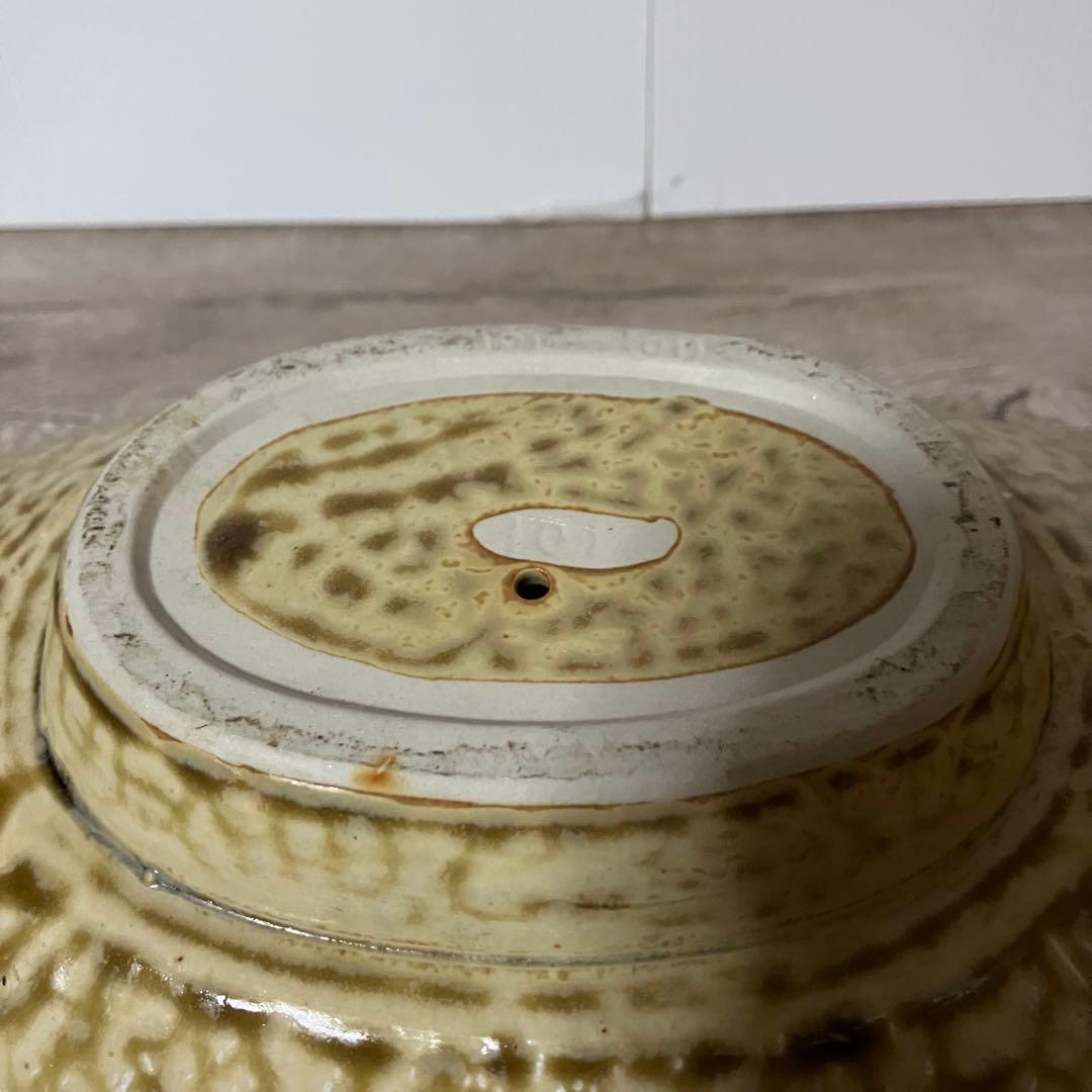 D-壁【極美品】水盤 花器 陶器 変形 船型 モダン 生け花 華道 自由花