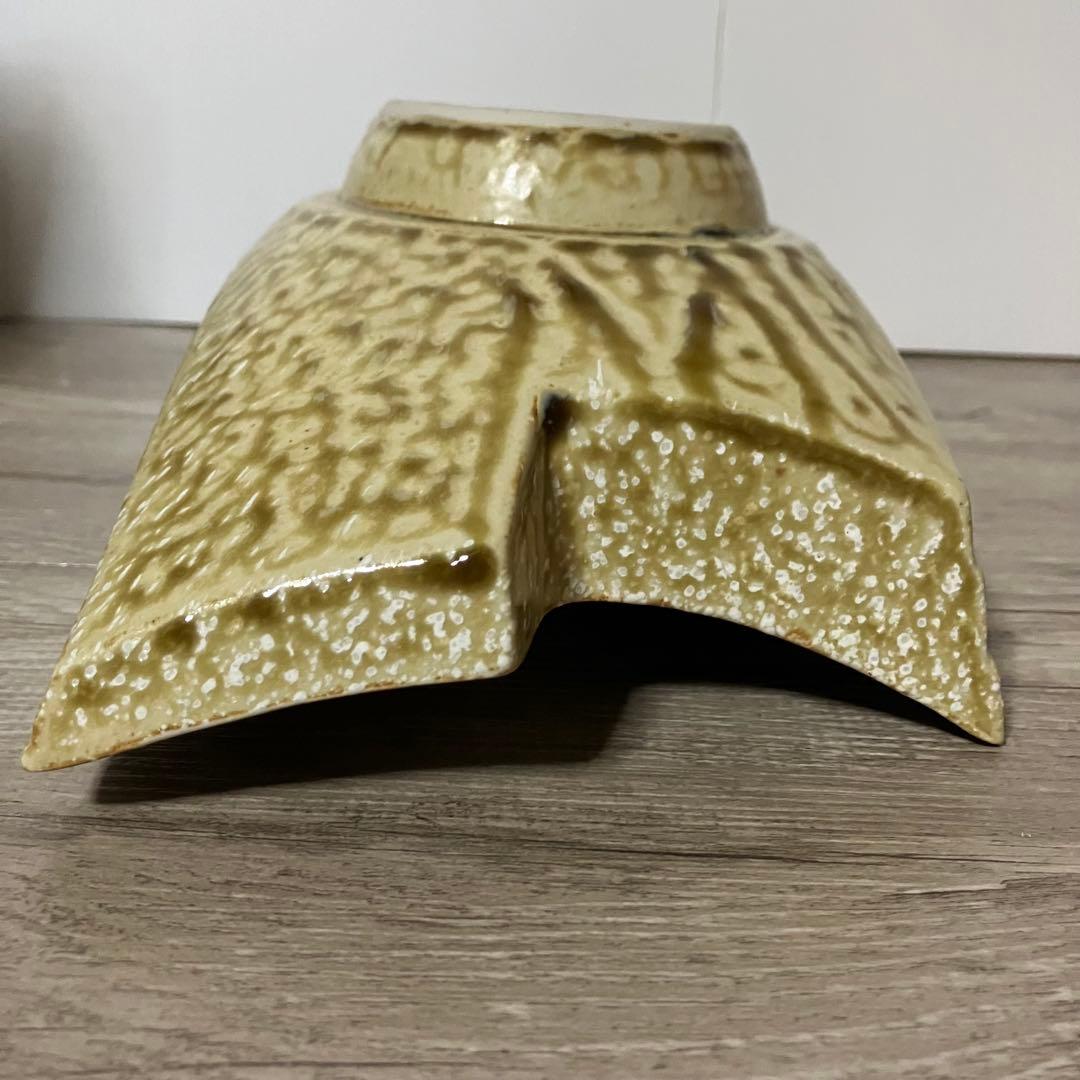 D-壁【極美品】水盤 花器 陶器 変形 船型 モダン 生け花 華道 自由花