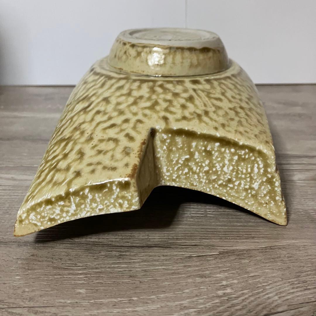 D-壁【極美品】水盤 花器 陶器 変形 船型 モダン 生け花 華道 自由花