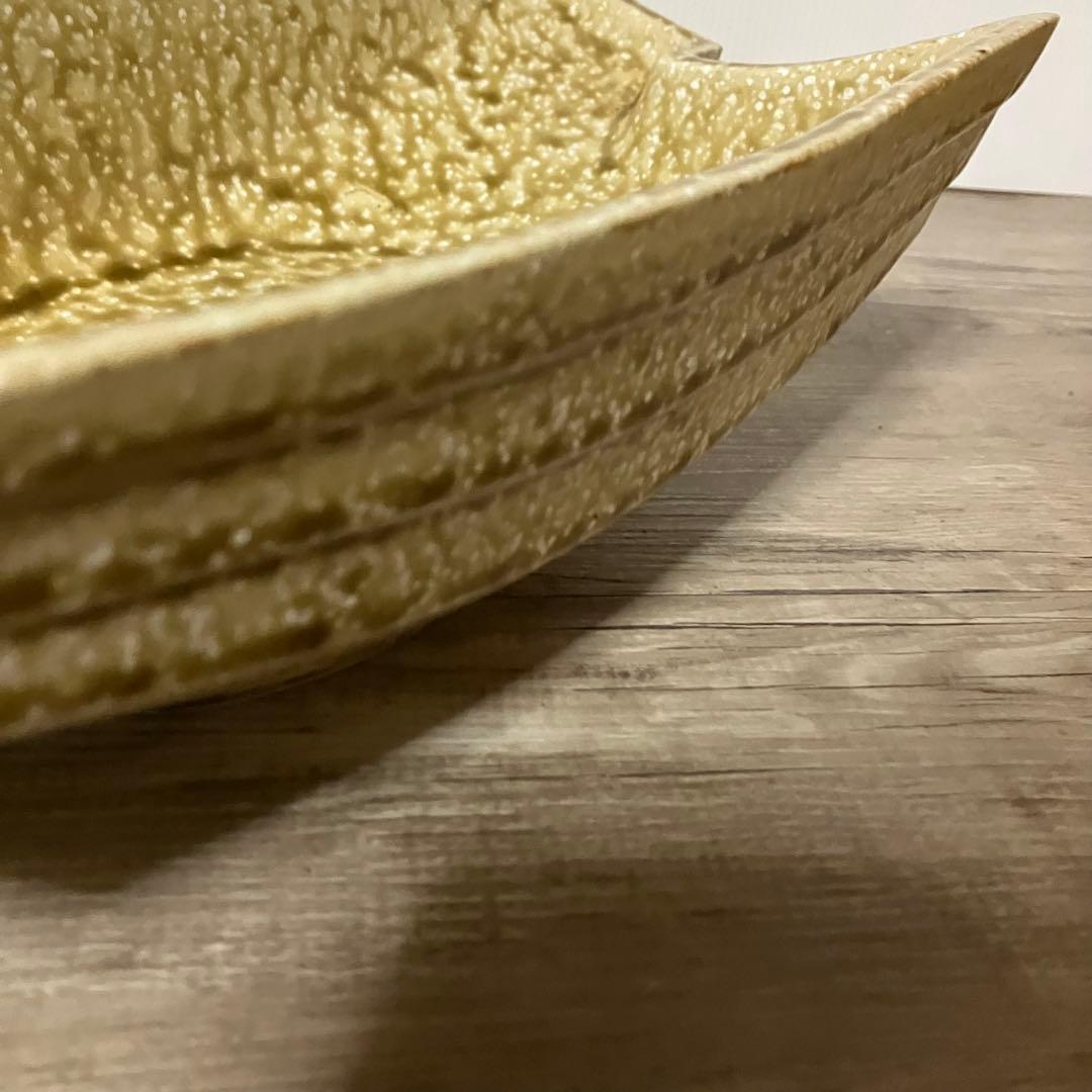 D-壁【極美品】水盤 花器 陶器 変形 船型 モダン 生け花 華道 自由花