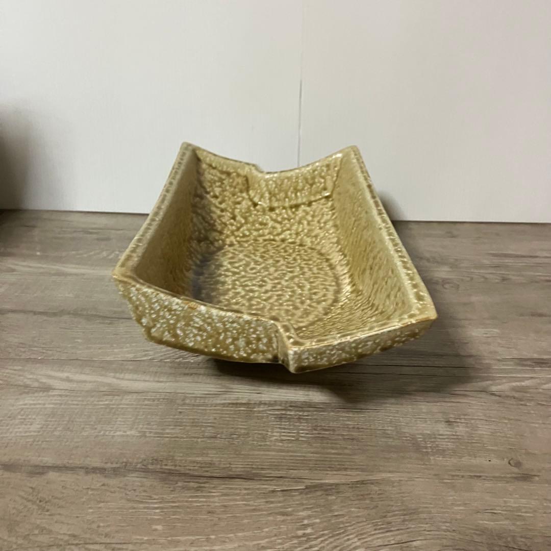 D-壁【極美品】水盤 花器 陶器 変形 船型 モダン 生け花 華道 自由花