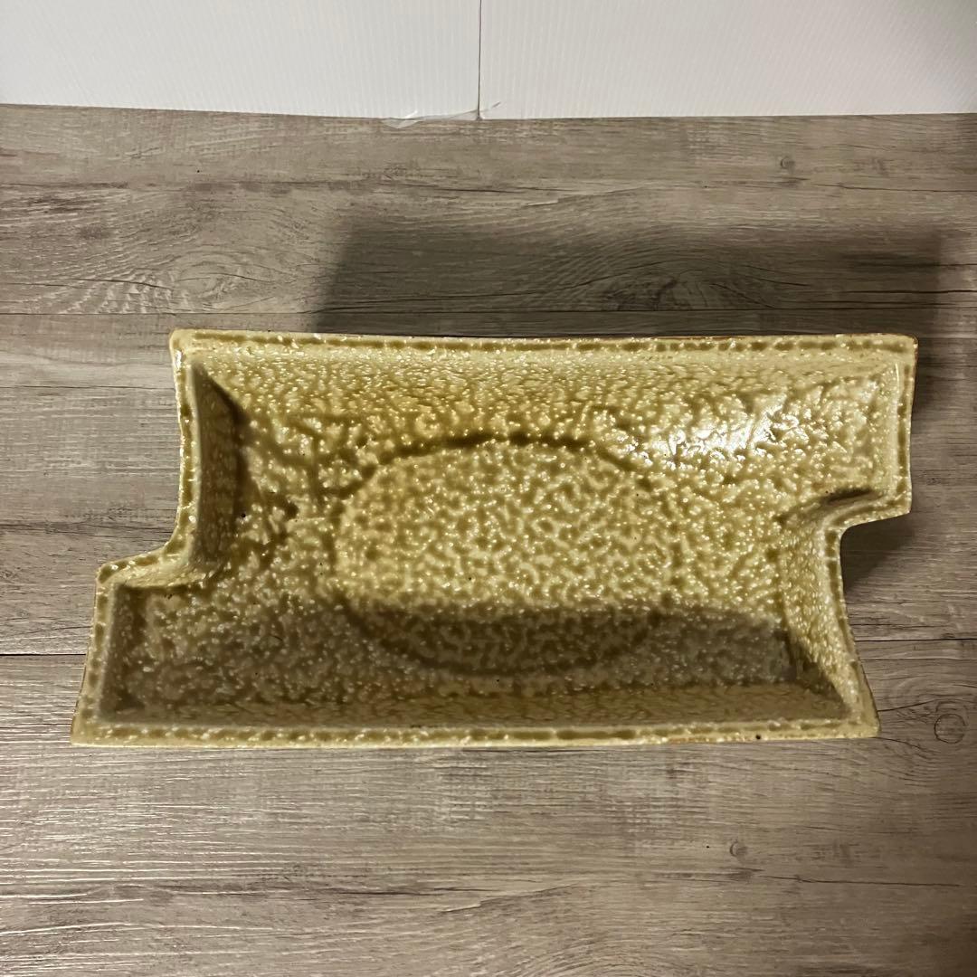 D-壁【極美品】水盤 花器 陶器 変形 船型 モダン 生け花 華道 自由花