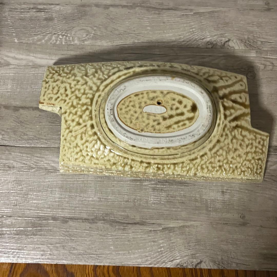 D-壁【極美品】水盤 花器 陶器 変形 船型 モダン 生け花 華道 自由花