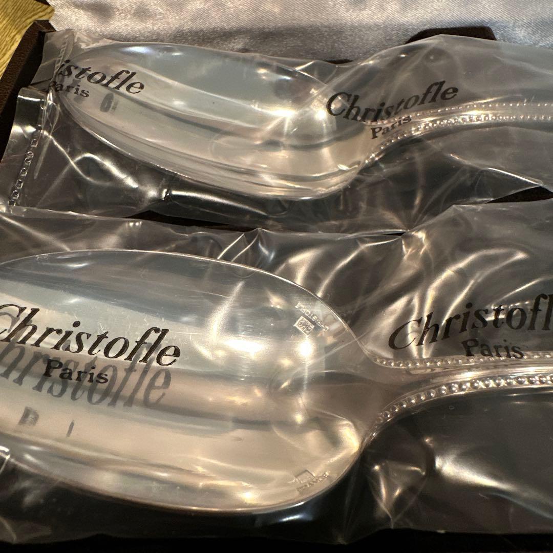 新品未開封　クリストフル　パールシリーズ　スプーン2本セット　箱あり