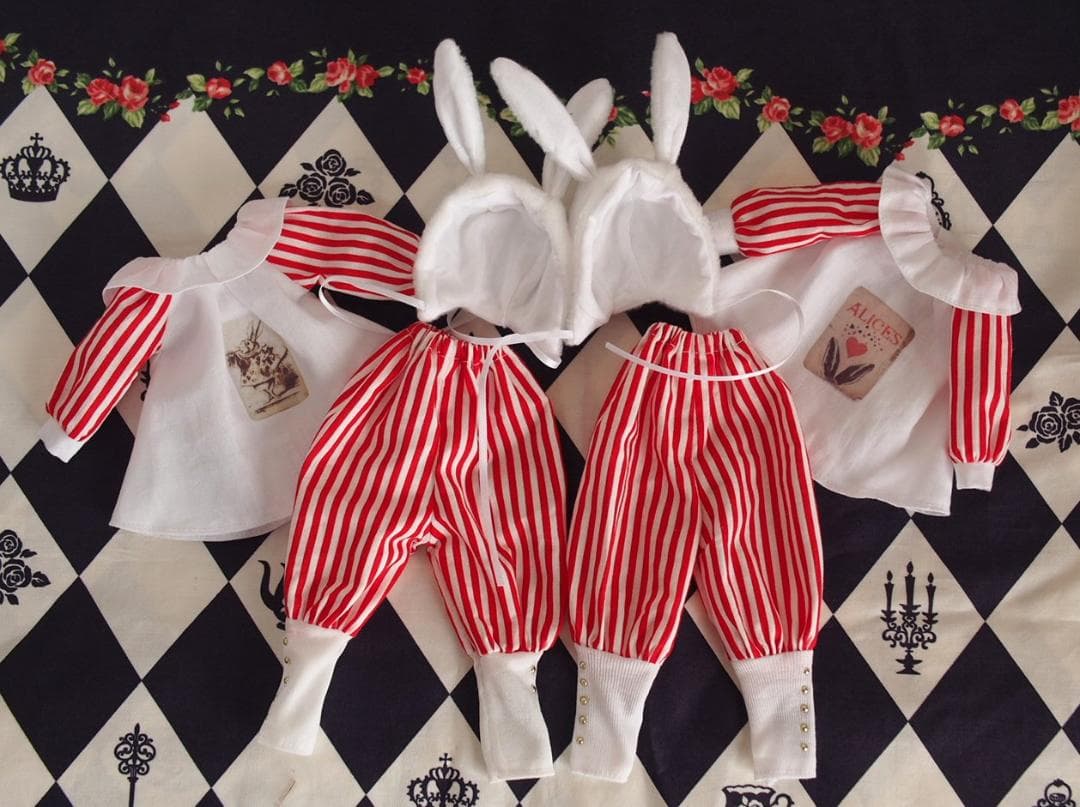kokomo◆ハンドメイド タミーちゃんサイズお洋服セット 白うさぎ