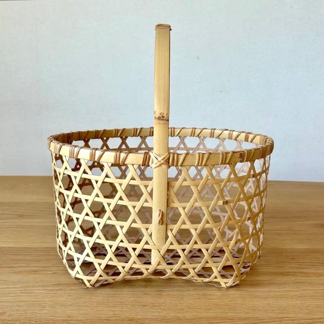竹細工 竹籠 りんご籠 六つ目編み