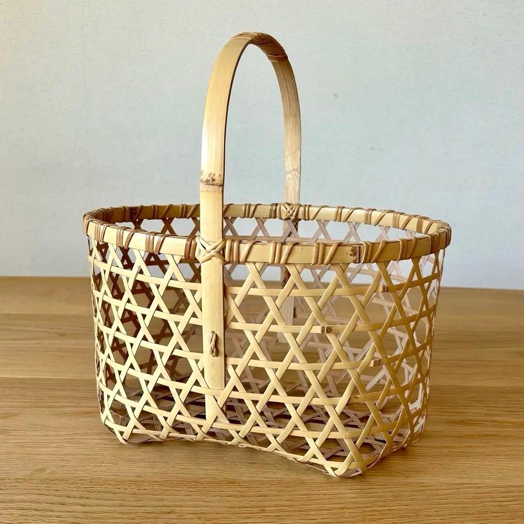 竹細工 竹籠 りんご籠 六つ目編み