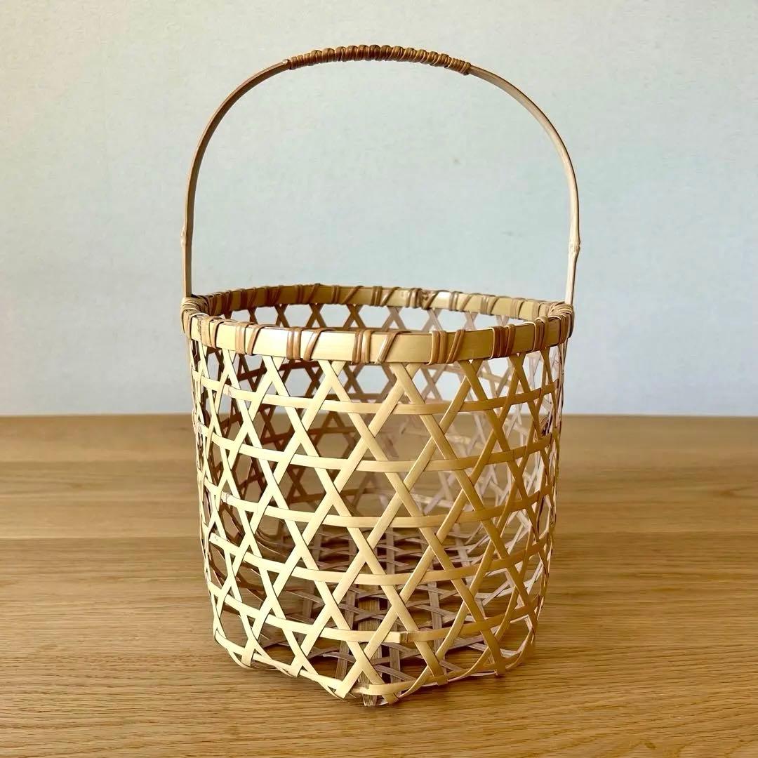 竹細工 竹籠 りんご籠 六つ目編み