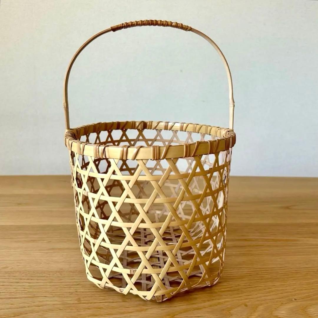 竹細工 竹籠 りんご籠 六つ目編み