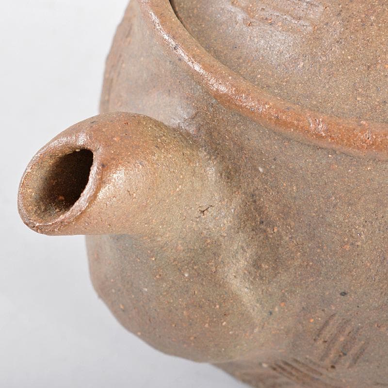 煎茶道具　萬古焼　古稀一光作　手捻　横手急須　茶壷　D　R5552