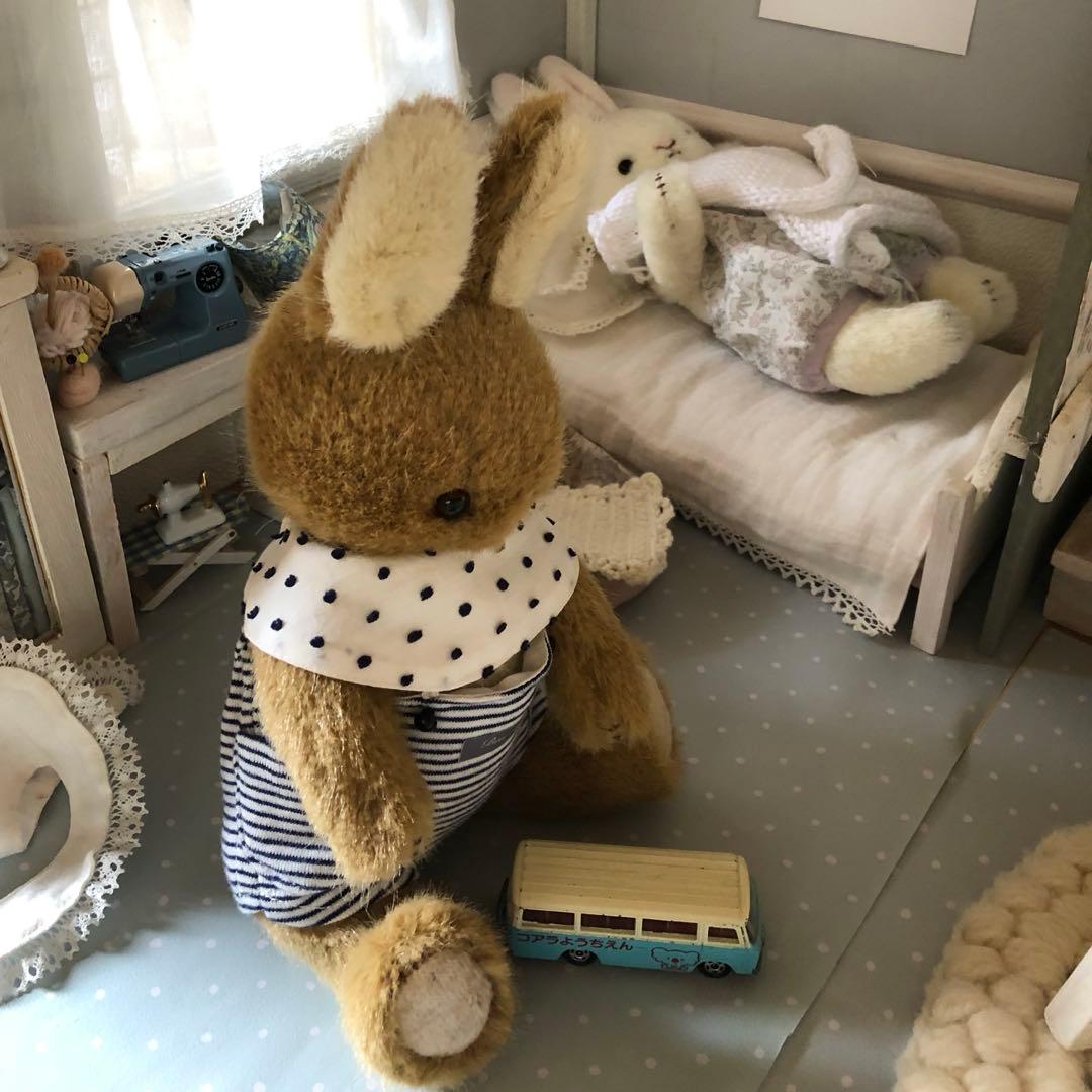 ハンドメイド　ブラウンうさぎくんの夏休み　うさぎのぬいぐるみ