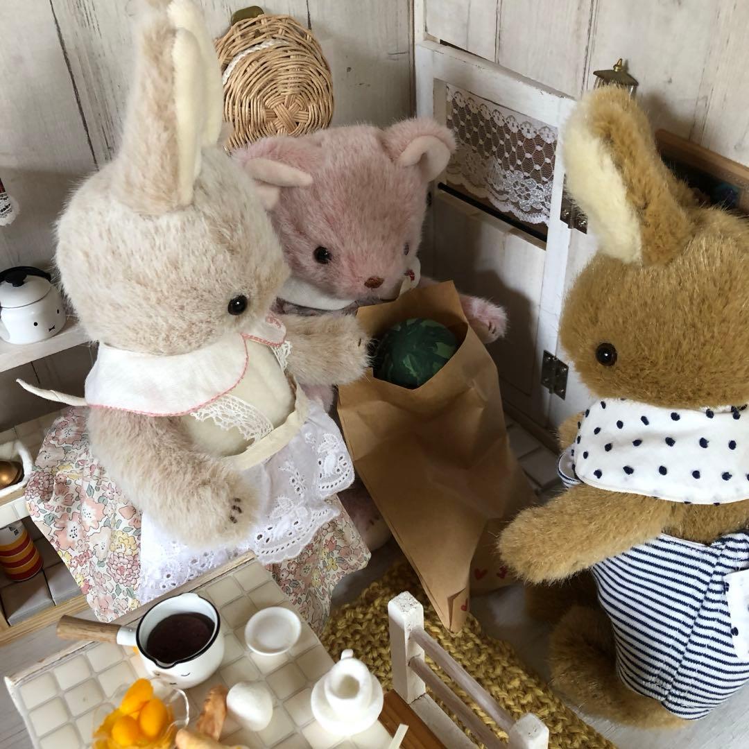 ハンドメイド　ブラウンうさぎくんの夏休み　うさぎのぬいぐるみ