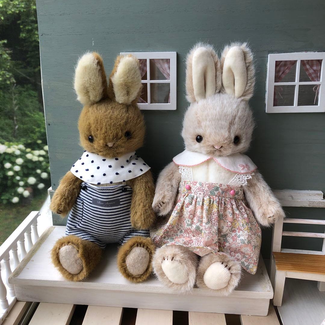 ハンドメイド　ブラウンうさぎくんの夏休み　うさぎのぬいぐるみ
