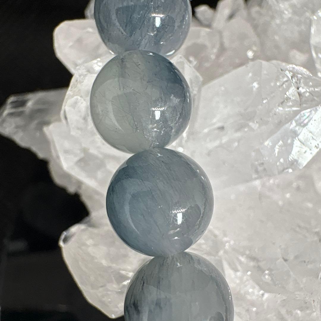 ブルーラビットヘア　ブルーサゲニティッククォーツ　トルマリン　ブレスレット