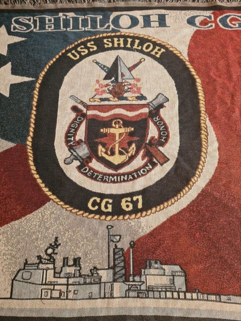 【★非常レア★米軍放出品】USS CG67 SHILOH船マーク付きブランケット