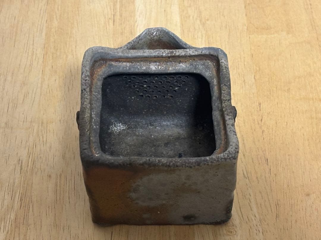 77.備前焼 宝瓶 登り窯 龍 りゅう 4角 手びねり 急須