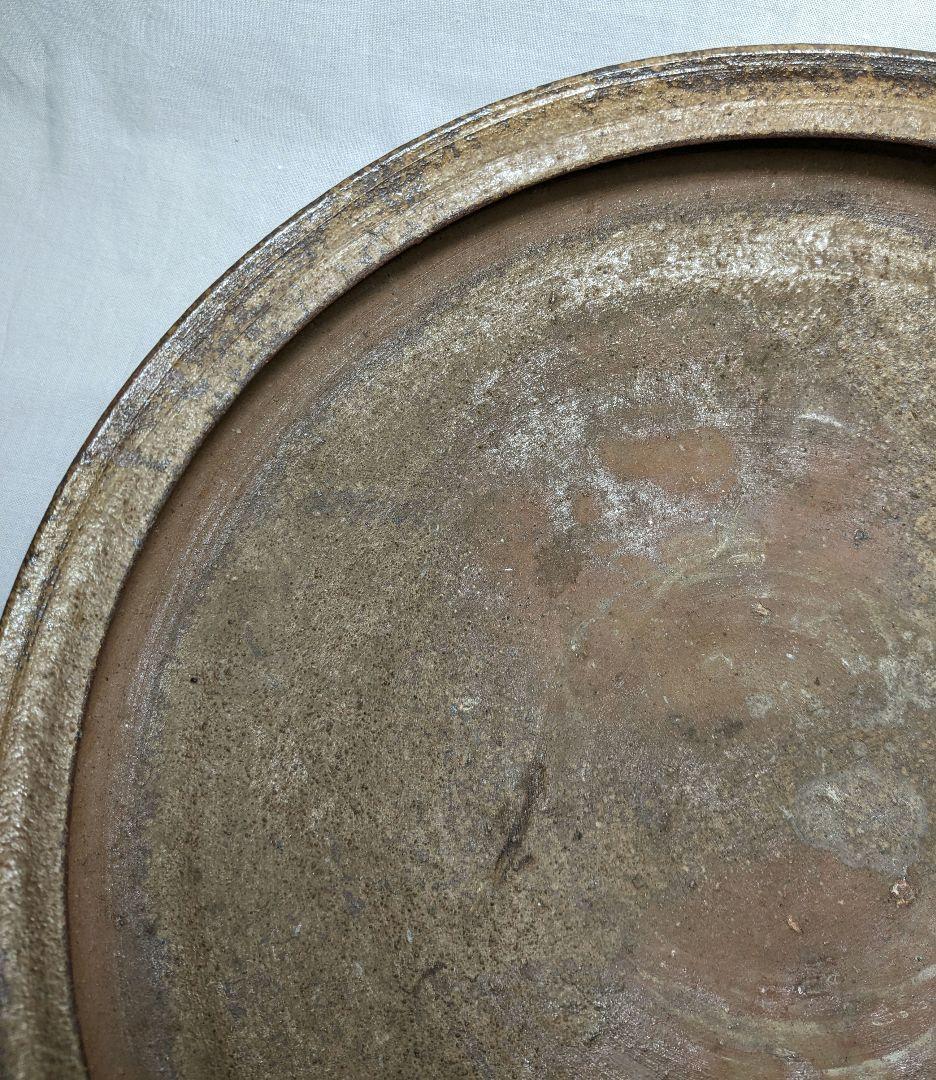 藤原均 備前焼 水盤 直径32cm 花器 フラワーベース 花瓶 緋襷 華道具