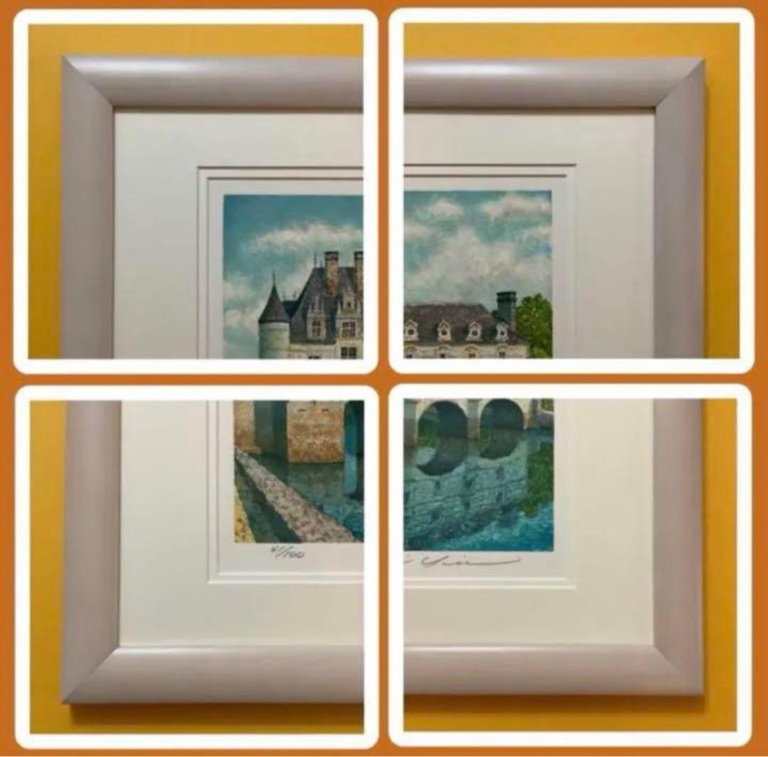 絵画・額縁・版画・山家久幸・新品未使用・シュノンソー城の水辺・美術品・インテリア