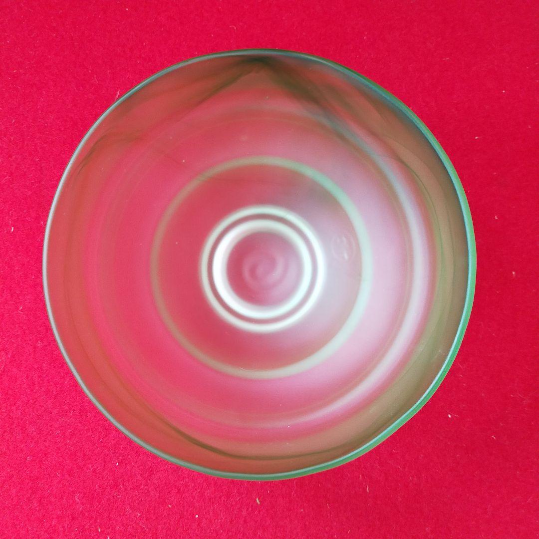 硝子茶碗　関吉昭作　茶道　平茶碗　黄緑色　耐熱処理ガラス【中古美品】