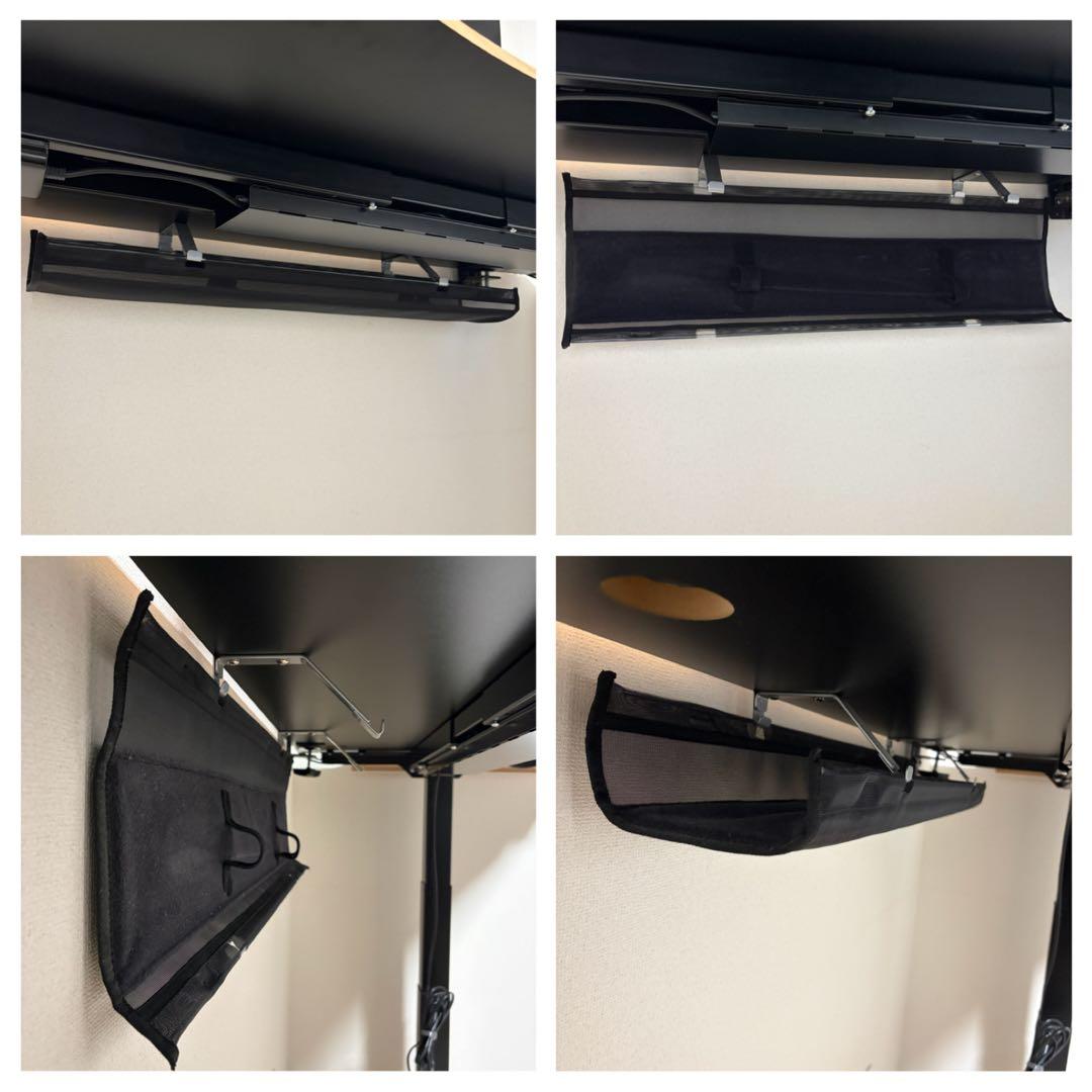 flexispot 電動昇降式デスクE7+カーブ天板ブラウン（ケーブルトレー付）