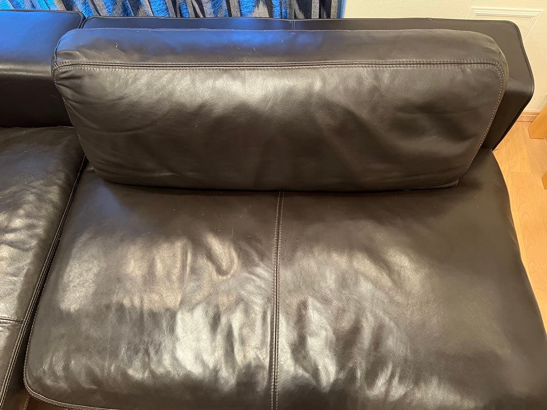 【1/3】moda en casa ダークブラウン レザー コーナーソファ L字