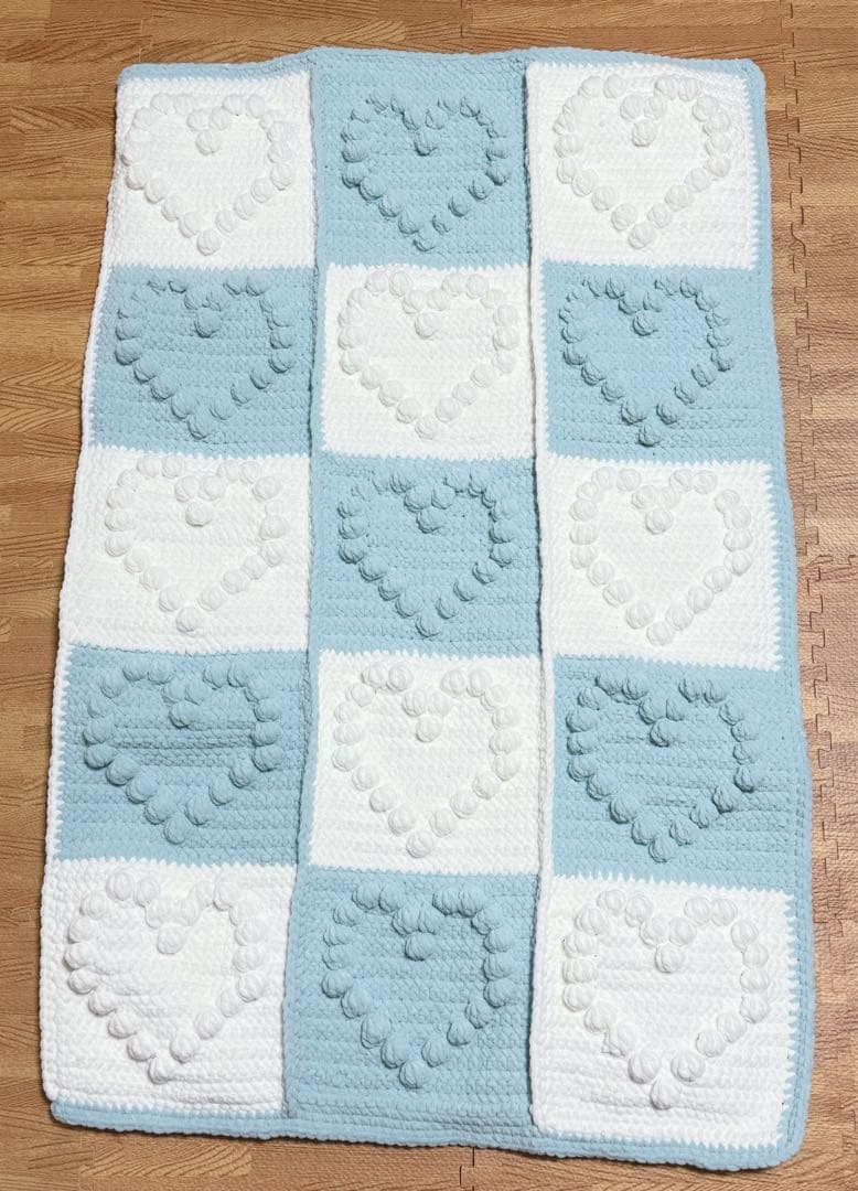 ハートポコポコブランケット ひざ掛け ハンドメイド