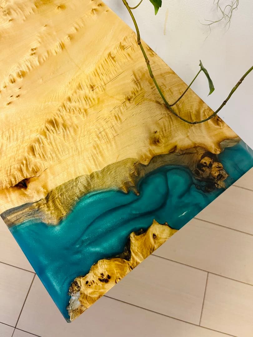 レジンテーブル　サイドテーブル　ソファテーブル　ポプラ