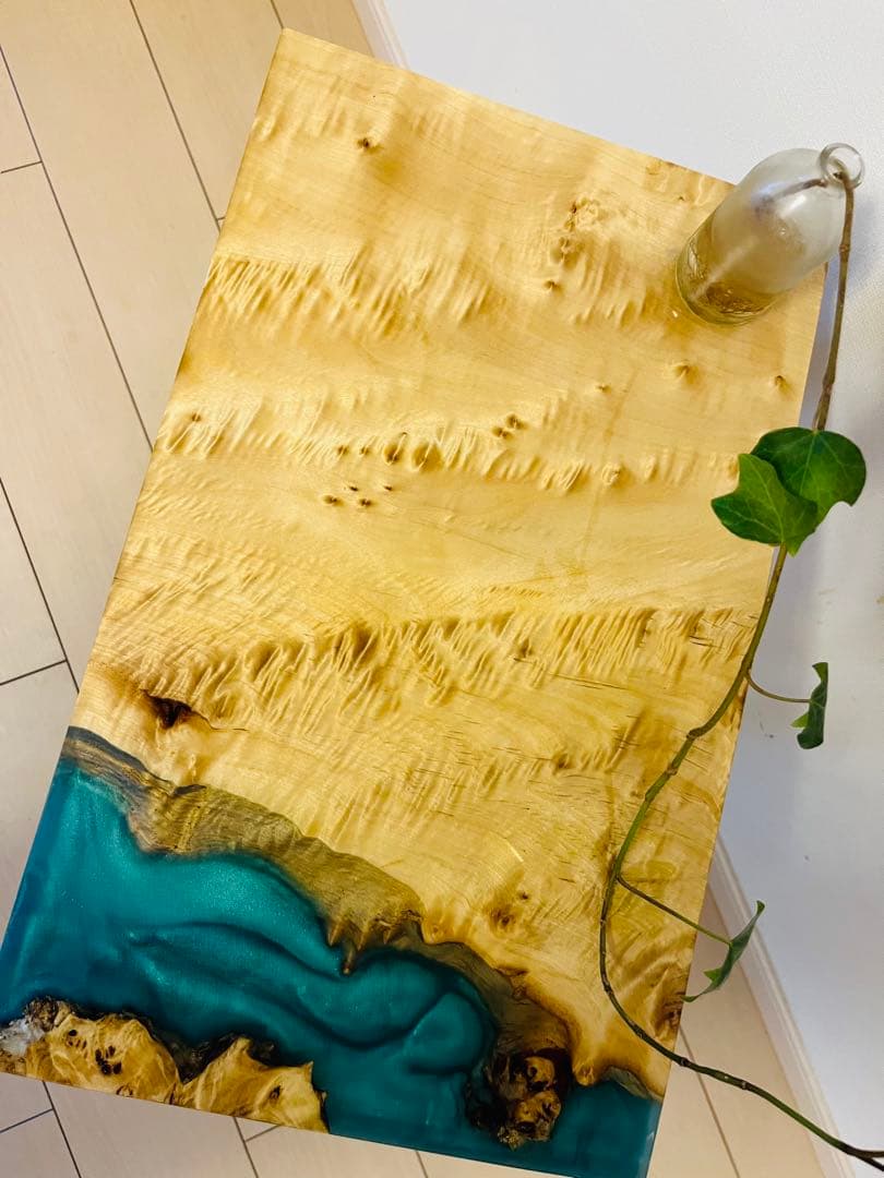 レジンテーブル　サイドテーブル　ソファテーブル　ポプラ