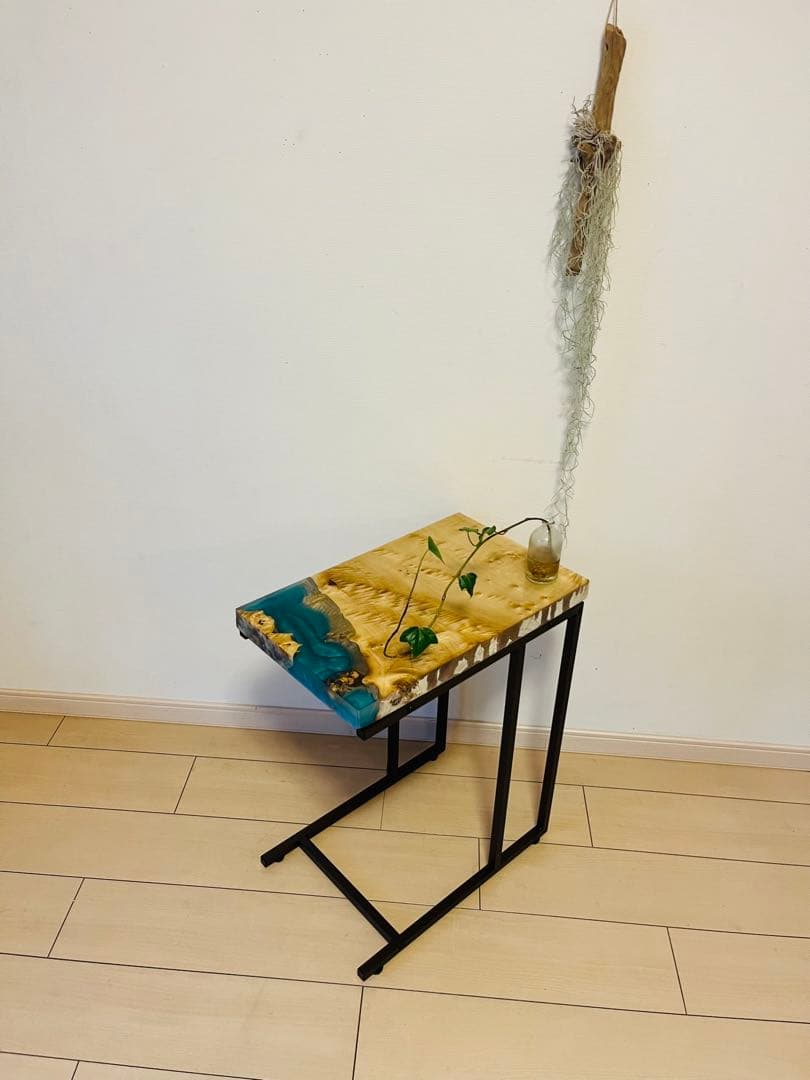 レジンテーブル　サイドテーブル　ソファテーブル　ポプラ