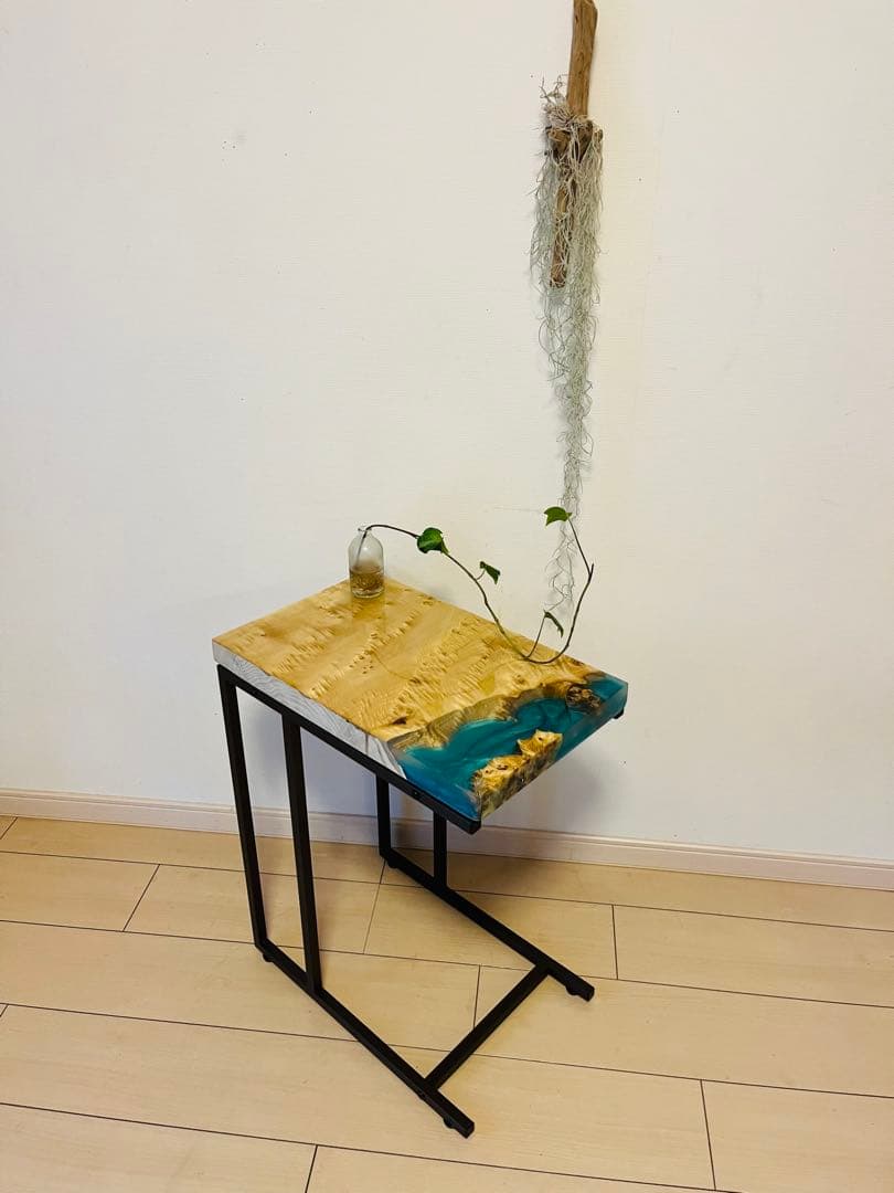 レジンテーブル　サイドテーブル　ソファテーブル　ポプラ