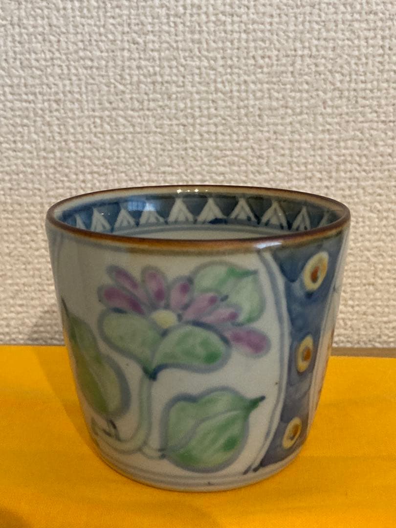 h*t様 佐藤走波（五代）染錦　草花文　そば猪口