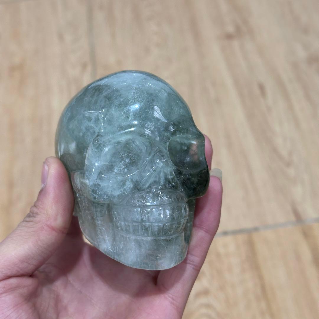 天然石フローライトのスカル　置物　ご購入前に在庫確認必要G.900