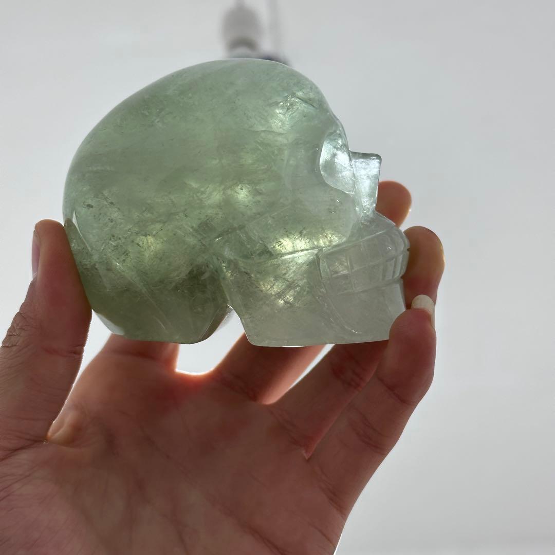 天然石フローライトのスカル　置物　ご購入前に在庫確認必要G.900